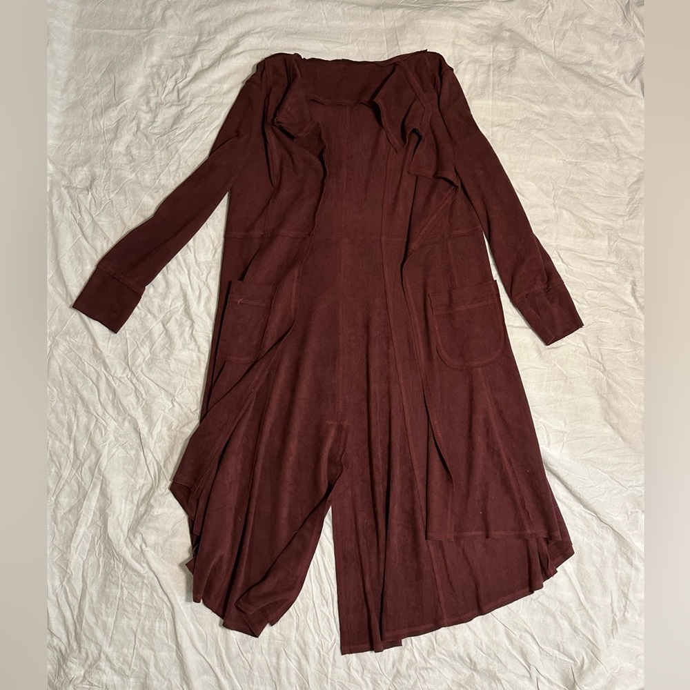 High-low suede duster